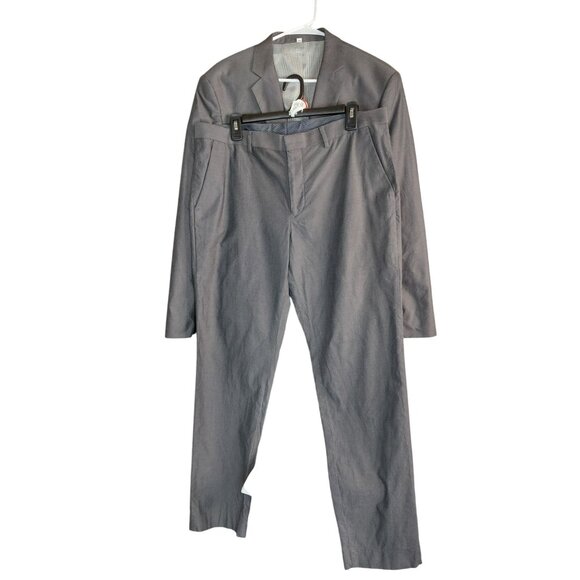 Express Men's Extra Slim Fit Suit 33/30 Gray Cotton Blend Blazer & Pants Set - Picture 1 of 16